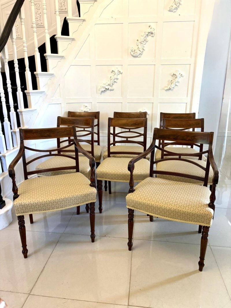 Antique George III Quality Sheraton Set of Eight Dining Chairs